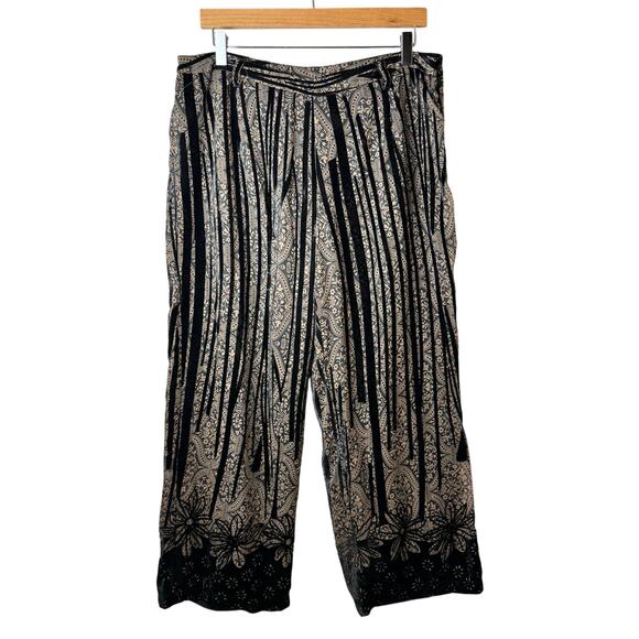 Soft Surroundings Palazzo Pants Womens Size Large Black Velvet Boho Wide Leg - Picture 1 of 13